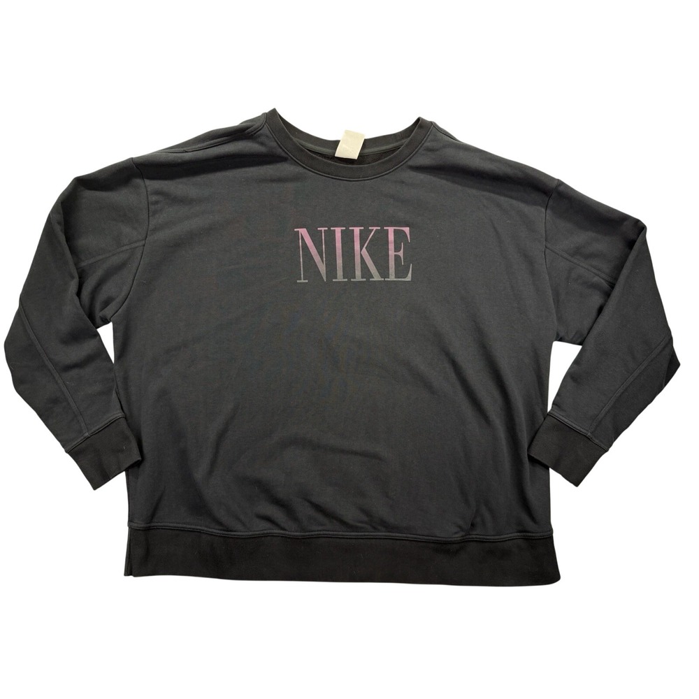 Nike Dri-FIT Gradient Graphic Sweatshirt 1X Black/Navy Relaxed Pullover Y2K 90s